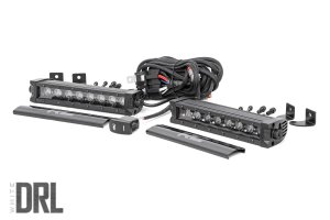 LED Light Bar - Rough Country - Single Row, Cool White DRL - Black